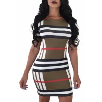Sexy Printed Striped Tee Dress